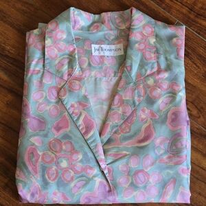 Vintage 80s Jim Thompson 100% Silk Cottagecore Pastel Button Down Blouse 8